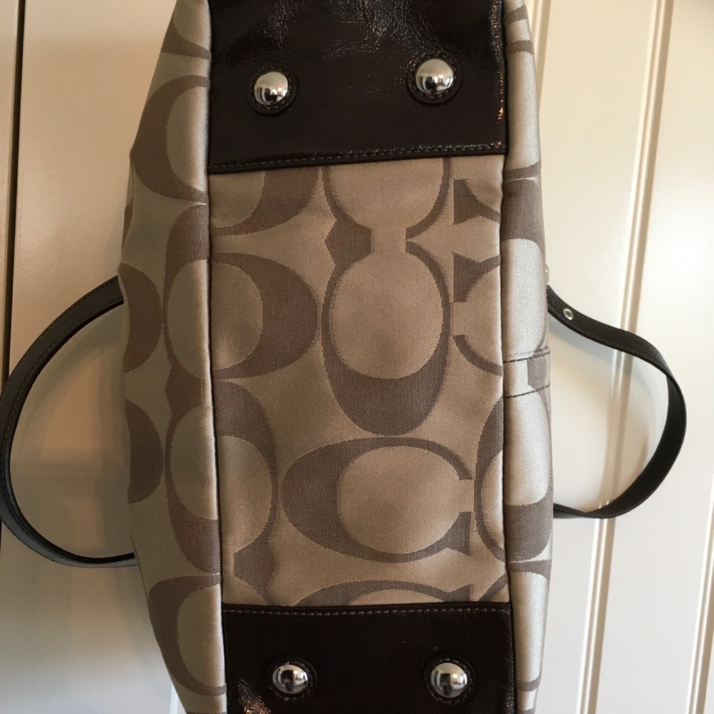Coach Signature Jacquard Fabric & Leather Tote - Picture 8 of 8
